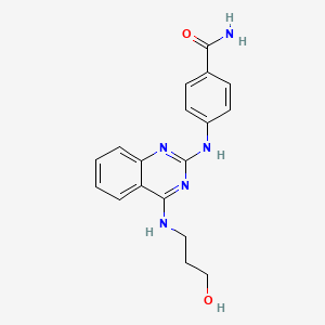 molecular formula C18H19N5O2 B5907068 4-({4-[(3-hydroxypropyl)amino]-2-quinazolinyl}amino)benzamide 