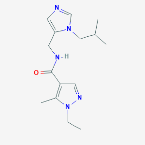 molecular formula C15H23N5O B5907105 1-ethyl-N-[(1-isobutyl-1H-imidazol-5-yl)methyl]-5-methyl-1H-pyrazole-4-carboxamide 