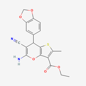 molecular formula C19H16N2O5S B5907304 ethyl 5-amino-7-(1,3-benzodioxol-5-yl)-6-cyano-2-methyl-7H-thieno[3,2-b]pyran-3-carboxylate 