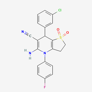 5-amino-7-(3-chlorophenyl)-4-(4-fluorophenyl)-2,3,4,7-tetrahydrothieno[3,2-b]pyridine-6-carbonitrile 1,1-dioxide