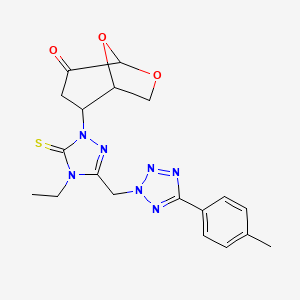 2-(4-ethyl-3-{[5-(4-methylphenyl)-2H-tetrazol-2-yl]methyl}-5-thioxo-4,5-dihydro-1H-1,2,4-triazol-1-yl)-6,8-dioxabicyclo[3.2.1]octan-4-one