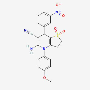 5-amino-4-(4-methoxyphenyl)-7-(3-nitrophenyl)-2,3,4,7-tetrahydrothieno[3,2-b]pyridine-6-carbonitrile 1,1-dioxide