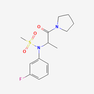 molecular formula C14H19FN2O3S B5907485 N-(3-fluorophenyl)-N-[1-methyl-2-oxo-2-(1-pyrrolidinyl)ethyl]methanesulfonamide 