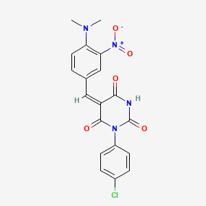 molecular formula C19H15ClN4O5 B5907533 1-(4-chlorophenyl)-5-[4-(dimethylamino)-3-nitrobenzylidene]-2,4,6(1H,3H,5H)-pyrimidinetrione 