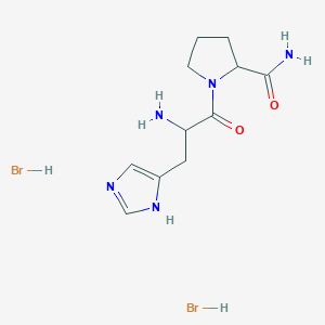 molecular formula C11H19Br2N5O2 B590755 1-[2-Amino-3-(1H-imidazol-5-yl)propanoyl]pyrrolidine-2-carboxamide;dihydrobromide CAS No. 128083-56-7