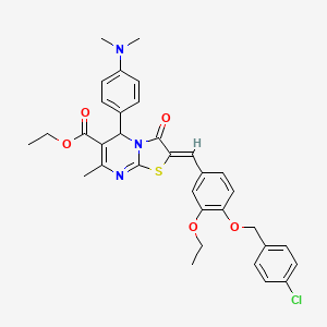 ethyl 2-{4-[(4-chlorobenzyl)oxy]-3-ethoxybenzylidene}-5-[4-(dimethylamino)phenyl]-7-methyl-3-oxo-2,3-dihydro-5H-[1,3]thiazolo[3,2-a]pyrimidine-6-carboxylate