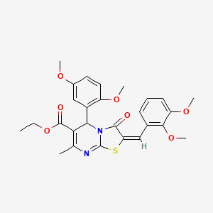 molecular formula C27H28N2O7S B5907579 ethyl 2-(2,3-dimethoxybenzylidene)-5-(2,5-dimethoxyphenyl)-7-methyl-3-oxo-2,3-dihydro-5H-[1,3]thiazolo[3,2-a]pyrimidine-6-carboxylate 