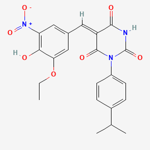 molecular formula C22H21N3O7 B5907617 5-(3-ethoxy-4-hydroxy-5-nitrobenzylidene)-1-(4-isopropylphenyl)-2,4,6(1H,3H,5H)-pyrimidinetrione 
