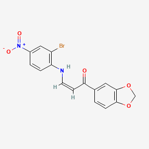 molecular formula C16H11BrN2O5 B5907619 1-(1,3-benzodioxol-5-yl)-3-[(2-bromo-4-nitrophenyl)amino]-2-propen-1-one 