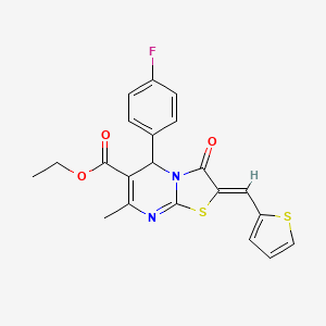 molecular formula C21H17FN2O3S2 B5907715 ethyl 5-(4-fluorophenyl)-7-methyl-3-oxo-2-(2-thienylmethylene)-2,3-dihydro-5H-[1,3]thiazolo[3,2-a]pyrimidine-6-carboxylate 