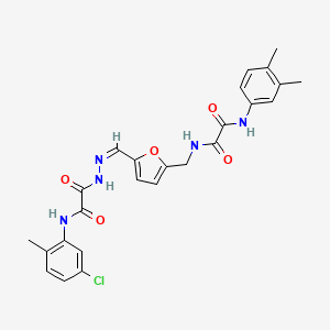 N-[(5-{2-[[(5-chloro-2-methylphenyl)amino](oxo)acetyl]carbonohydrazonoyl}-2-furyl)methyl]-N'-(3,4-dimethylphenyl)ethanediamide