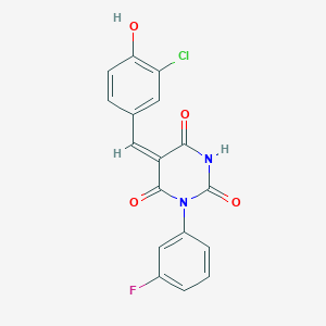 molecular formula C17H10ClFN2O4 B5907749 5-(3-chloro-4-hydroxybenzylidene)-1-(3-fluorophenyl)-2,4,6(1H,3H,5H)-pyrimidinetrione 