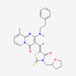 9-methyl-3-{[4-oxo-3-(tetrahydro-2-furanylmethyl)-2-thioxo-1,3-thiazolidin-5-ylidene]methyl}-2-[(2-phenylethyl)amino]-4H-pyrido[1,2-a]pyrimidin-4-one