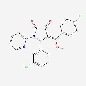 molecular formula C22H14Cl2N2O3 B5907769 4-(4-chlorobenzoyl)-5-(3-chlorophenyl)-3-hydroxy-1-(2-pyridinyl)-1,5-dihydro-2H-pyrrol-2-one CAS No. 6237-69-0