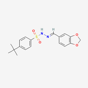 molecular formula C18H20N2O4S B5907777 N-[(E)-1,3-benzodioxol-5-ylmethylideneamino]-4-tert-butylbenzenesulfonamide 