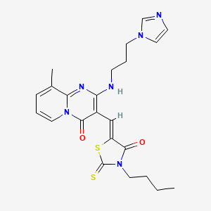 3-[(3-butyl-4-oxo-2-thioxo-1,3-thiazolidin-5-ylidene)methyl]-2-{[3-(1H-imidazol-1-yl)propyl]amino}-9-methyl-4H-pyrido[1,2-a]pyrimidin-4-one