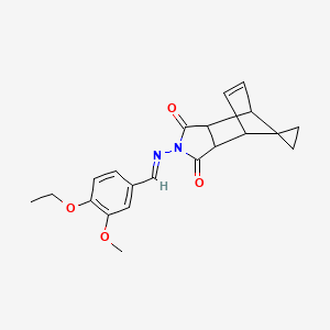 molecular formula C21H22N2O4 B5907896 4'-[(4-ethoxy-3-methoxybenzylidene)amino]-4'-azaspiro[cyclopropane-1,10'-tricyclo[5.2.1.0~2,6~]decane]-8'-ene-3',5'-dione 