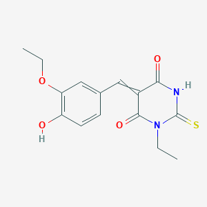 molecular formula C15H16N2O4S B5907909 5-(3-ethoxy-4-hydroxybenzylidene)-1-ethyl-2-thioxodihydro-4,6(1H,5H)-pyrimidinedione 