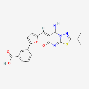 molecular formula C20H16N4O4S B5908054 3-{5-[(5-imino-2-isopropyl-7-oxo-5H-[1,3,4]thiadiazolo[3,2-a]pyrimidin-6(7H)-ylidene)methyl]-2-furyl}benzoic acid 