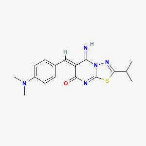 molecular formula C17H19N5OS B5908132 6-[4-(dimethylamino)benzylidene]-5-imino-2-isopropyl-5,6-dihydro-7H-[1,3,4]thiadiazolo[3,2-a]pyrimidin-7-one 