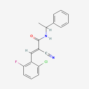 molecular formula C18H14ClFN2O B5908140 3-(2-chloro-6-fluorophenyl)-2-cyano-N-(1-phenylethyl)acrylamide 