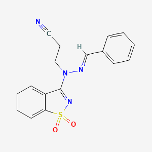 molecular formula C17H14N4O2S B5908194 3-[2-benzylidene-1-(1,1-dioxido-1,2-benzisothiazol-3-yl)hydrazino]propanenitrile 