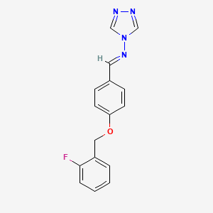 molecular formula C16H13FN4O B5908200 N-{4-[(2-fluorobenzyl)oxy]benzylidene}-4H-1,2,4-triazol-4-amine 