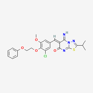 molecular formula C24H23ClN4O4S B5908205 6-[3-chloro-5-methoxy-4-(2-phenoxyethoxy)benzylidene]-5-imino-2-isopropyl-5,6-dihydro-7H-[1,3,4]thiadiazolo[3,2-a]pyrimidin-7-one 