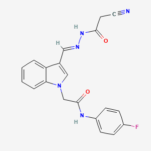2-{3-[2-(cyanoacetyl)carbonohydrazonoyl]-1H-indol-1-yl}-N-(4-fluorophenyl)acetamide