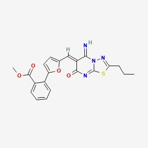 molecular formula C21H18N4O4S B5908318 methyl 2-{5-[(5-imino-7-oxo-2-propyl-5H-[1,3,4]thiadiazolo[3,2-a]pyrimidin-6(7H)-ylidene)methyl]-2-furyl}benzoate 
