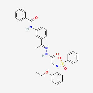 molecular formula C31H30N4O5S B5908342 N-[3-(N-{[(2-ethoxyphenyl)(phenylsulfonyl)amino]acetyl}ethanehydrazonoyl)phenyl]benzamide 