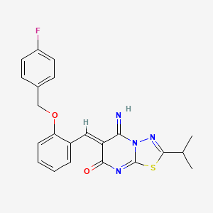molecular formula C22H19FN4O2S B5908362 6-{2-[(4-fluorobenzyl)oxy]benzylidene}-5-imino-2-isopropyl-5,6-dihydro-7H-[1,3,4]thiadiazolo[3,2-a]pyrimidin-7-one 