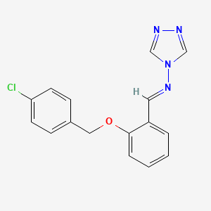 molecular formula C16H13ClN4O B5908415 N-{2-[(4-chlorobenzyl)oxy]benzylidene}-4H-1,2,4-triazol-4-amine 
