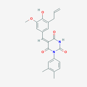 molecular formula C23H22N2O5 B5908439 5-(3-allyl-4-hydroxy-5-methoxybenzylidene)-1-(3,4-dimethylphenyl)-2,4,6(1H,3H,5H)-pyrimidinetrione 