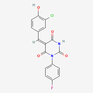 molecular formula C17H10ClFN2O4 B5908444 5-(3-chloro-4-hydroxybenzylidene)-1-(4-fluorophenyl)-2,4,6(1H,3H,5H)-pyrimidinetrione 