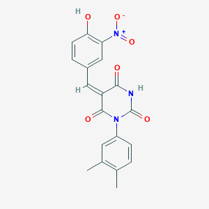 molecular formula C19H15N3O6 B5908492 1-(3,4-dimethylphenyl)-5-(4-hydroxy-3-nitrobenzylidene)-2,4,6(1H,3H,5H)-pyrimidinetrione 