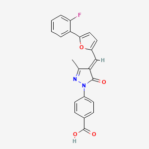 molecular formula C22H15FN2O4 B5908498 4-(4-{[5-(2-fluorophenyl)-2-furyl]methylene}-3-methyl-5-oxo-4,5-dihydro-1H-pyrazol-1-yl)benzoic acid 