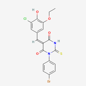 molecular formula C19H14BrClN2O4S B5908534 1-(4-bromophenyl)-5-(3-chloro-5-ethoxy-4-hydroxybenzylidene)-2-thioxodihydro-4,6(1H,5H)-pyrimidinedione 