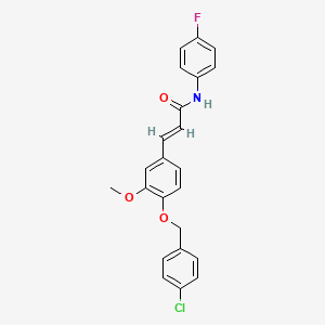 molecular formula C23H19ClFNO3 B5908536 3-{4-[(4-chlorobenzyl)oxy]-3-methoxyphenyl}-N-(4-fluorophenyl)acrylamide 