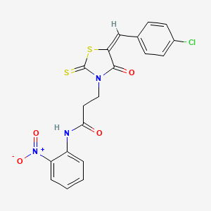 molecular formula C19H14ClN3O4S2 B5908552 3-[5-(4-chlorobenzylidene)-4-oxo-2-thioxo-1,3-thiazolidin-3-yl]-N-(2-nitrophenyl)propanamide 
