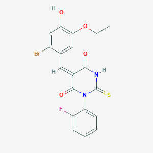 molecular formula C19H14BrFN2O4S B5908581 5-(2-bromo-5-ethoxy-4-hydroxybenzylidene)-1-(2-fluorophenyl)-2-thioxodihydro-4,6(1H,5H)-pyrimidinedione 