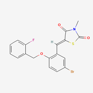molecular formula C18H13BrFNO3S B5908603 5-{5-bromo-2-[(2-fluorobenzyl)oxy]benzylidene}-3-methyl-1,3-thiazolidine-2,4-dione CAS No. 6350-34-1