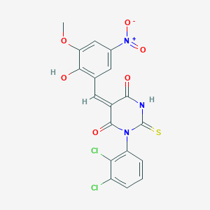 molecular formula C18H11Cl2N3O6S B5908610 1-(2,3-dichlorophenyl)-5-(2-hydroxy-3-methoxy-5-nitrobenzylidene)-2-thioxodihydro-4,6(1H,5H)-pyrimidinedione 