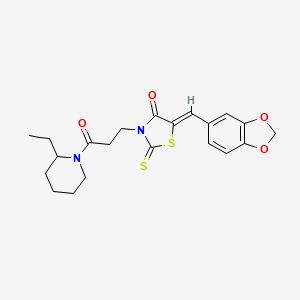 molecular formula C21H24N2O4S2 B5908613 5-(1,3-benzodioxol-5-ylmethylene)-3-[3-(2-ethyl-1-piperidinyl)-3-oxopropyl]-2-thioxo-1,3-thiazolidin-4-one 