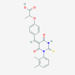 2-(4-{[1-(2,3-dimethylphenyl)-4,6-dioxo-2-thioxotetrahydro-5(2H)-pyrimidinylidene]methyl}phenoxy)propanoic acid