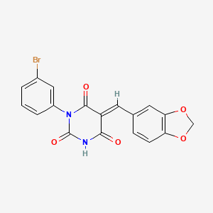 5-(1,3-benzodioxol-5-ylmethylene)-1-(3-bromophenyl)-2,4,6(1H,3H,5H)-pyrimidinetrione