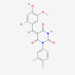 molecular formula C20H17BrN2O5 B5908652 5-(2-bromo-4-hydroxy-5-methoxybenzylidene)-1-(3,4-dimethylphenyl)-2,4,6(1H,3H,5H)-pyrimidinetrione 