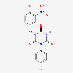 molecular formula C17H10BrN3O6 B5908664 1-(4-bromophenyl)-5-(4-hydroxy-3-nitrobenzylidene)-2,4,6(1H,3H,5H)-pyrimidinetrione 