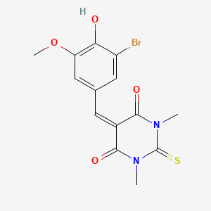 molecular formula C14H13BrN2O4S B5908670 5-(3-bromo-4-hydroxy-5-methoxybenzylidene)-1,3-dimethyl-2-thioxodihydro-4,6(1H,5H)-pyrimidinedione 