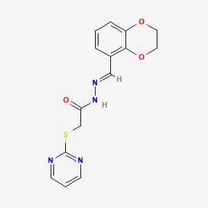 molecular formula C15H14N4O3S B5908676 N'-(2,3-dihydro-1,4-benzodioxin-5-ylmethylene)-2-(2-pyrimidinylthio)acetohydrazide 